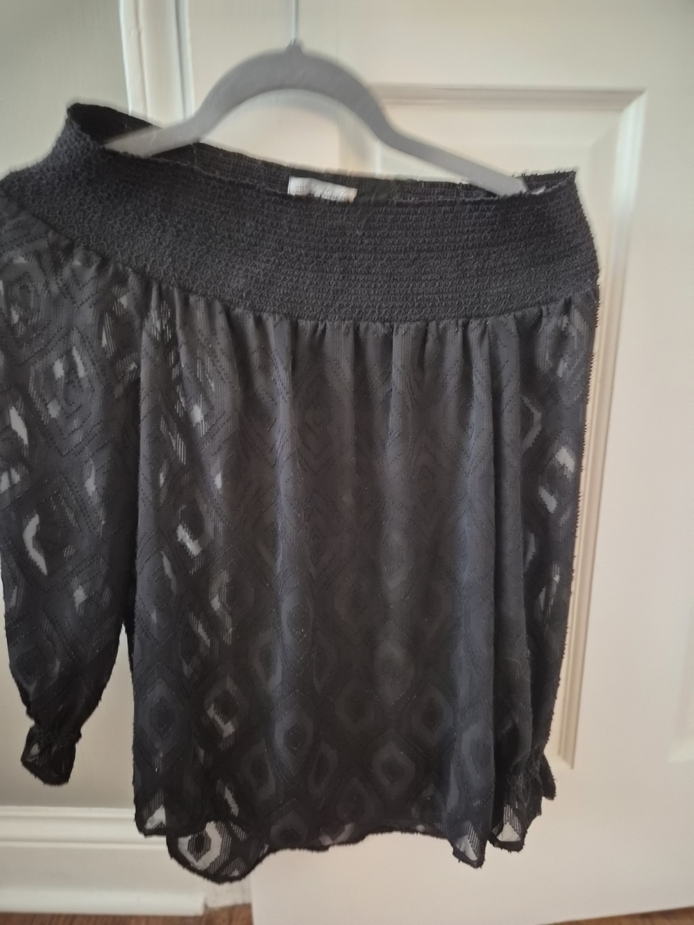 Rebecca Minkoff Black Off-Shoulder Sheer Blouse